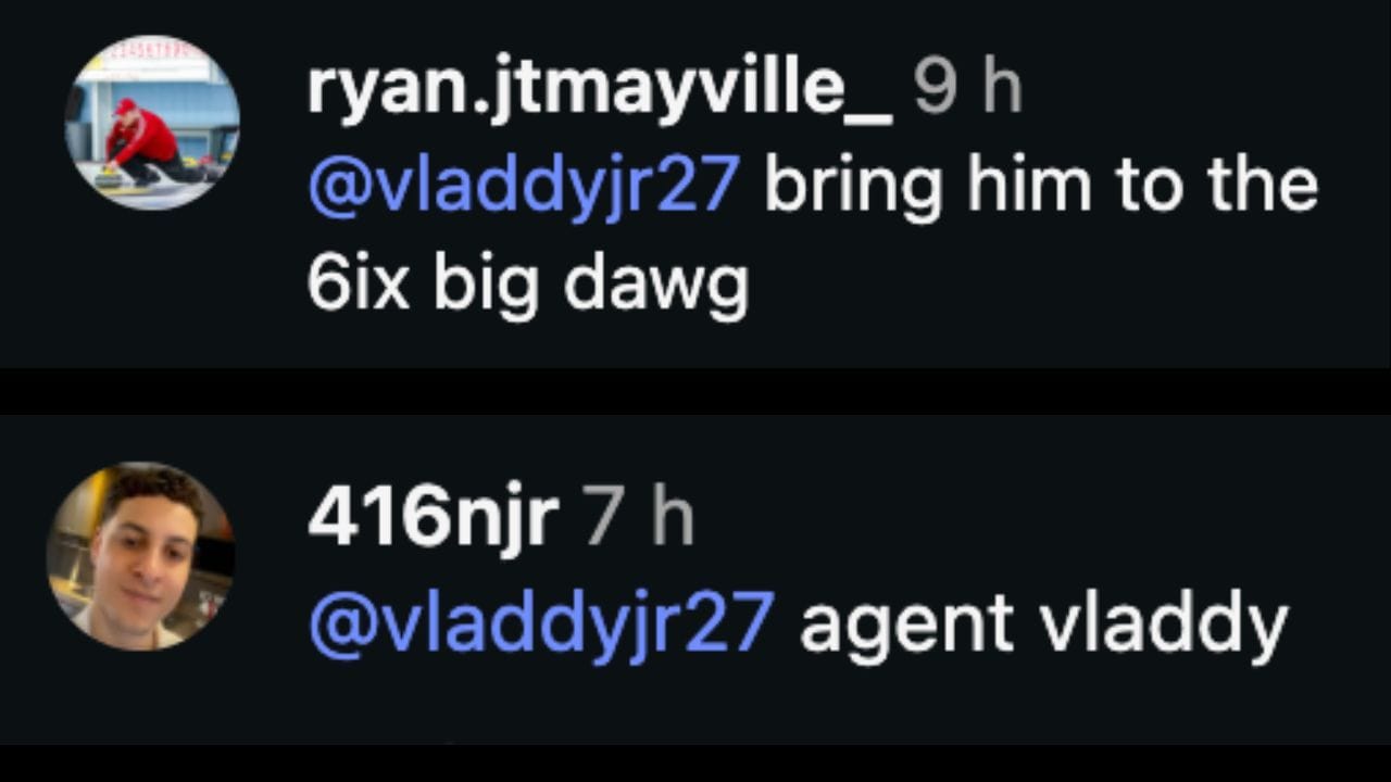 Screenshot of fans&#039; replies to Vladdy&#039;s comment (Image from - Instagram.com/@ktuck_30)