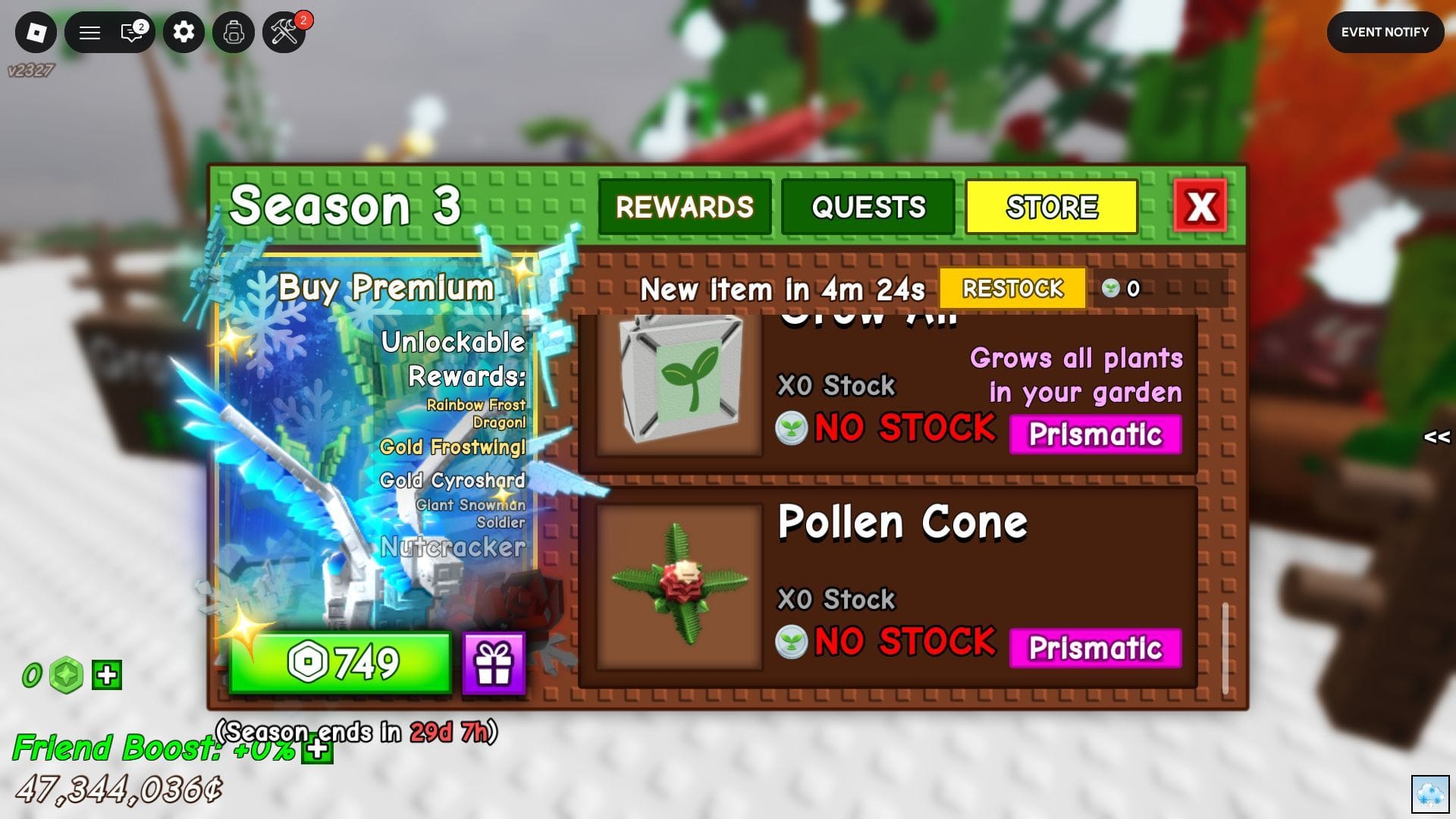 The Season 3 Pass Store (Image via Roblox)