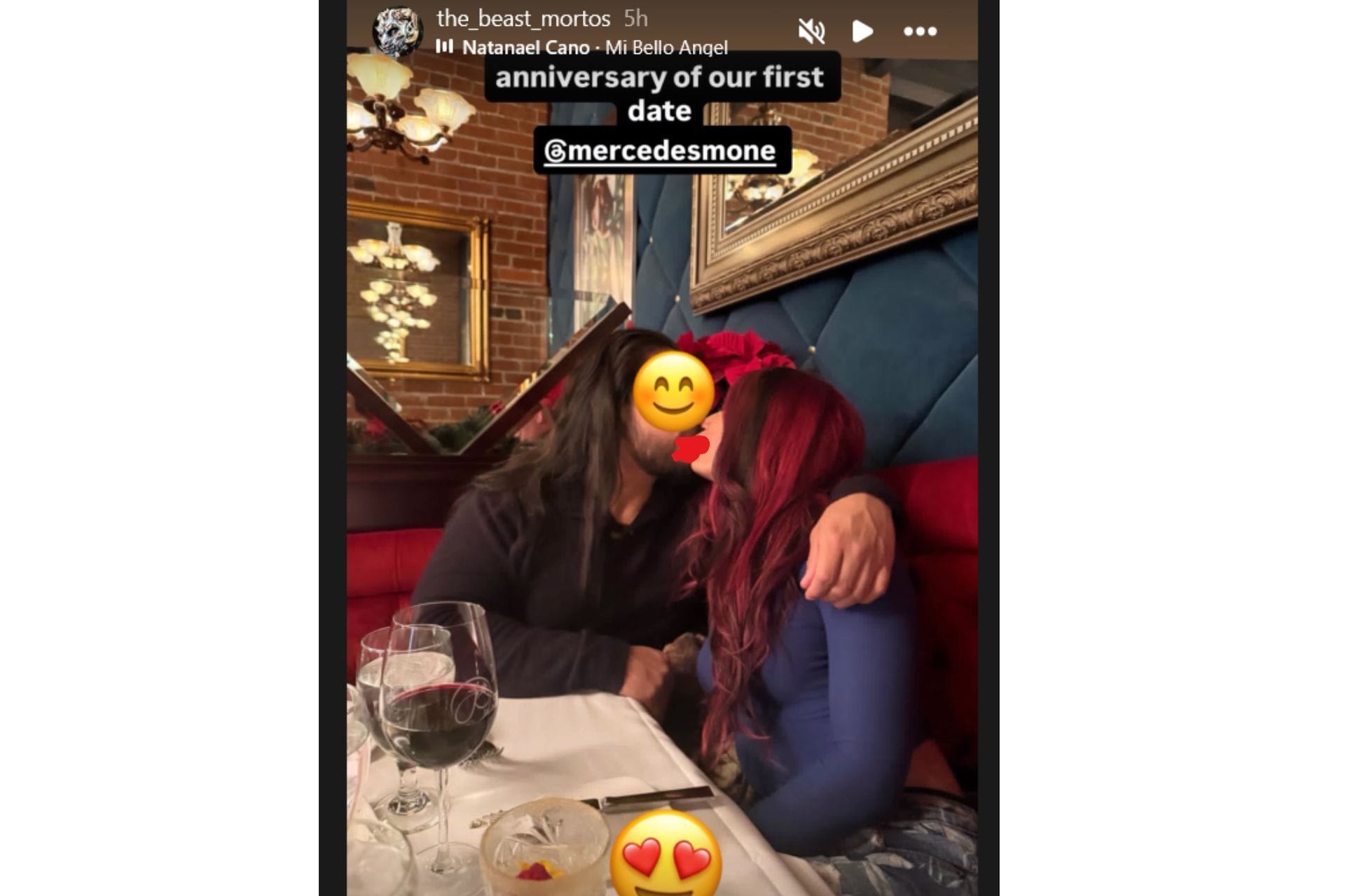 The Beast Mortos&#039; recent Instagram story celebrating the first date anniversary with Mercedes