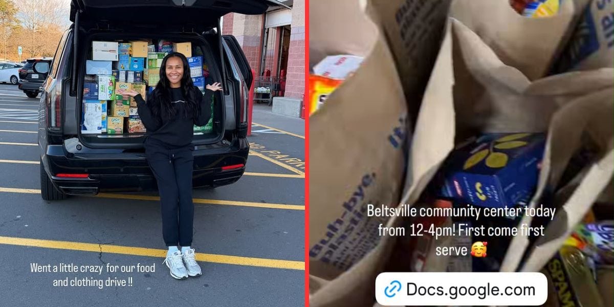 Broomfield's Instagram Stories informing followers of her and Tiafoe's winter clothing and food drive in Beltsville, Maryland (Source: Instagram/ayan.broomfield)