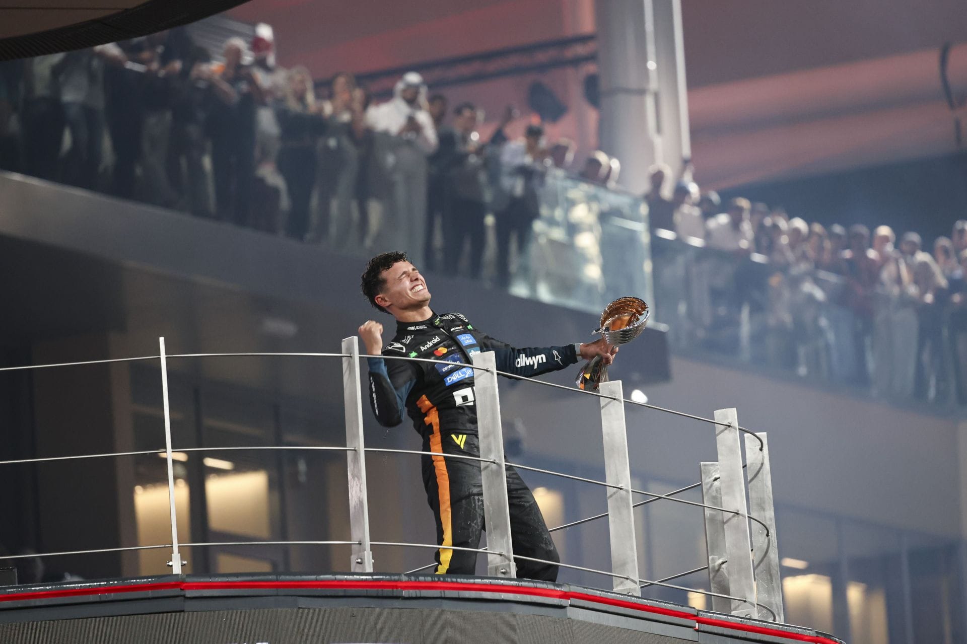 Lando Norris celebrates after winning the 2025 F1 championship at the Abu Dhabi Grand Prix - Source: Getty