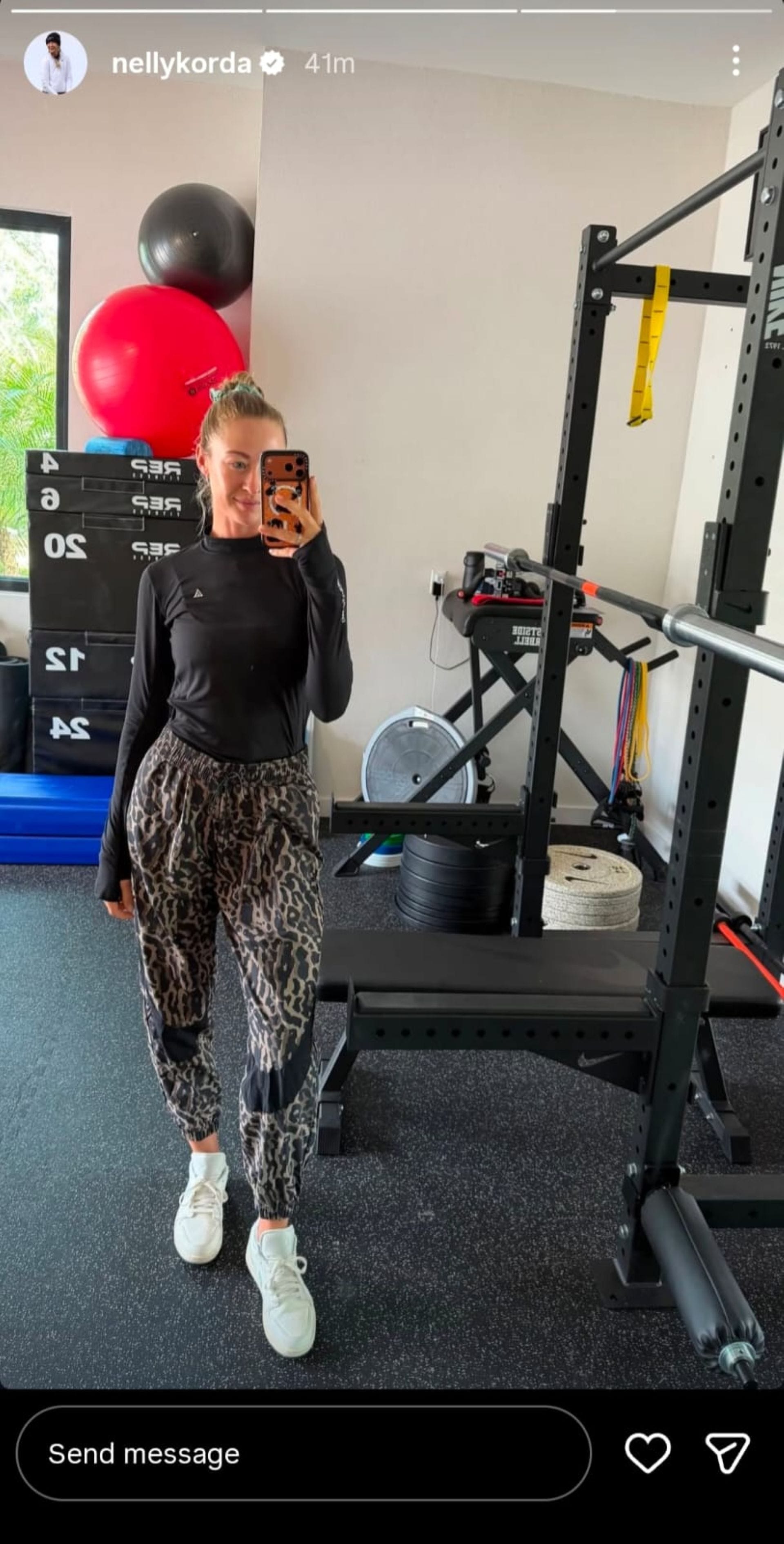 Screenshot taken from Nelly Korda&#039;s Instagram story (via @nellykorda)