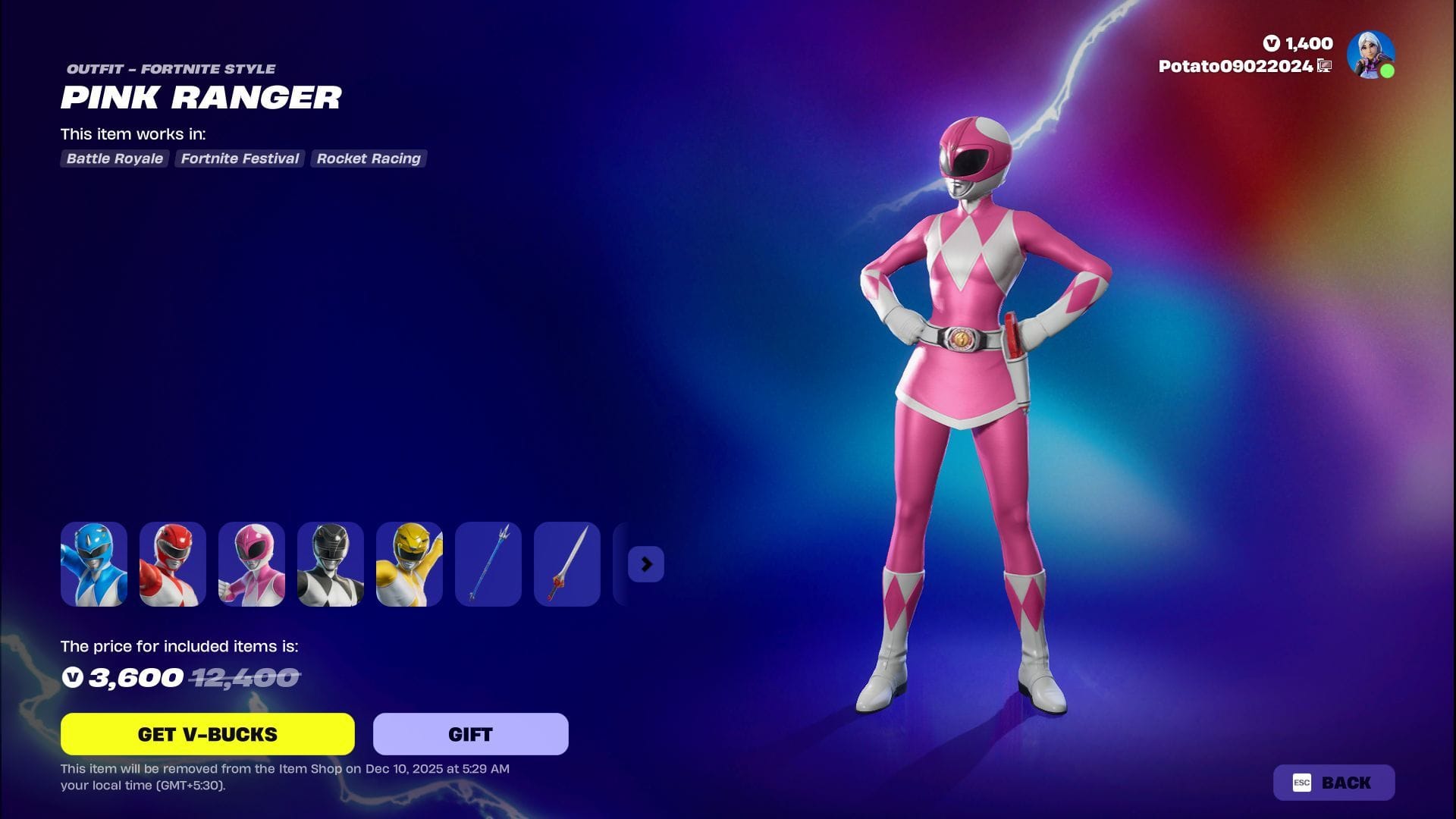 Power Rangers will remain listed until December 9, 2025 (Image via Epic Games)