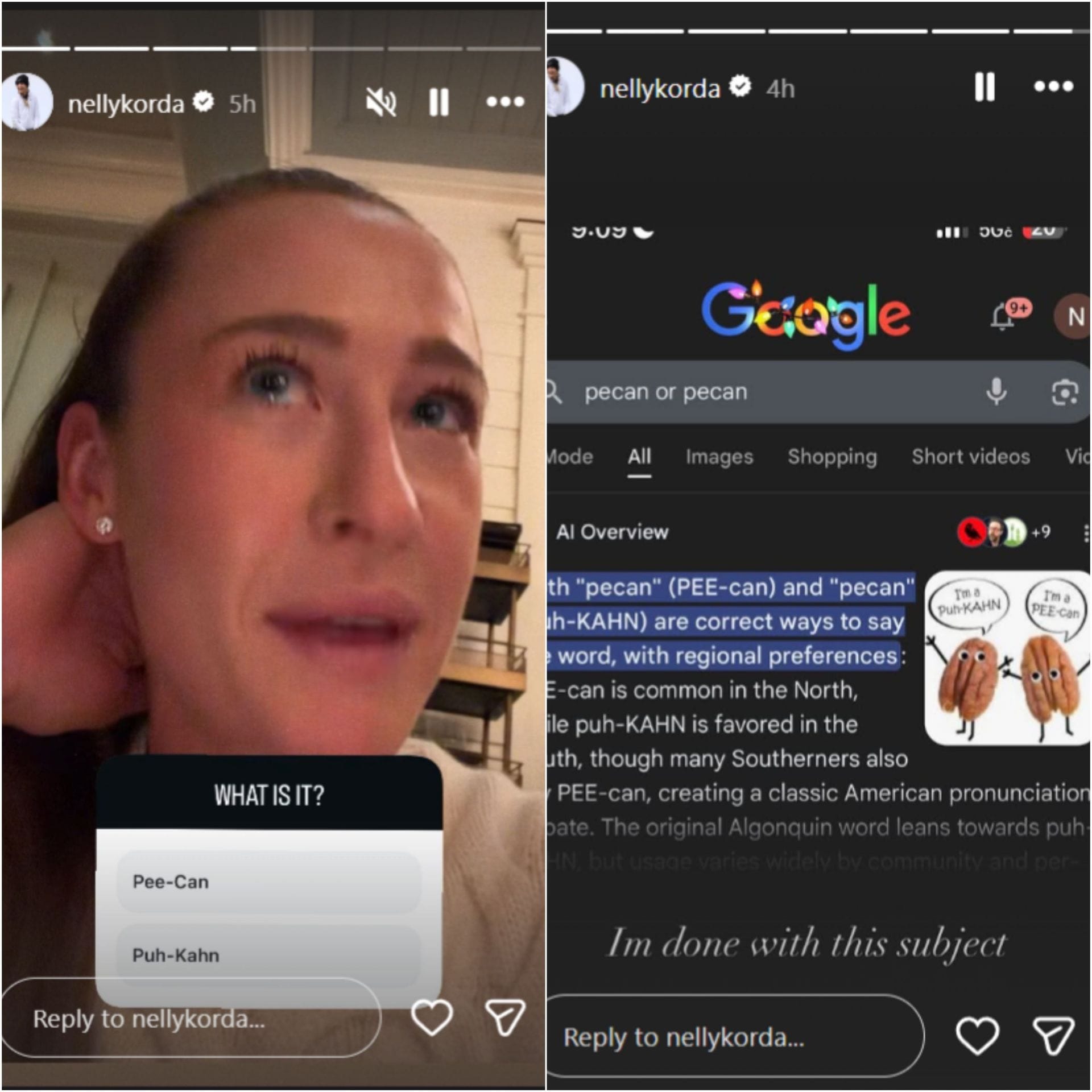 Nelly Korda calls on fans after 'pecan' dilemma