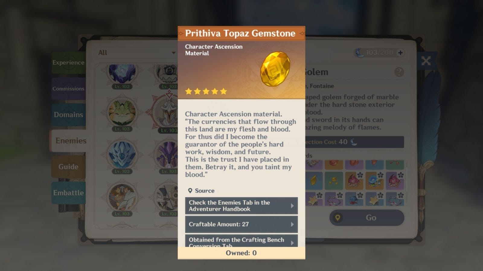 Prithiva Topaz Gemstones (Image via HoYoverse)