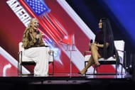 Erika Kirk interviews Nicki Minaj on the final day of Turning Point USA's annual AmericaFest conference (Image via Getty)