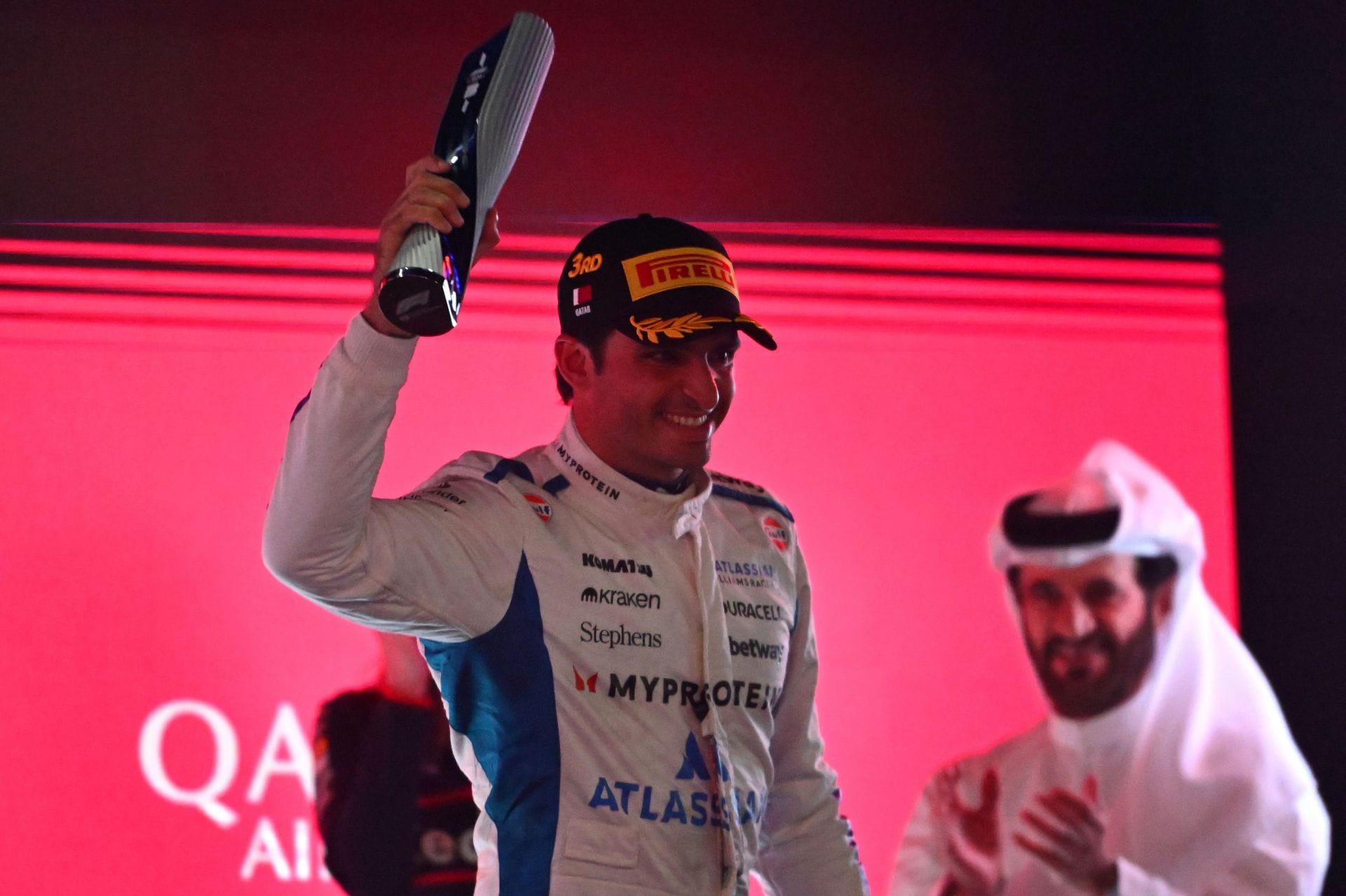 Carlos Sainz celebrates his podium finish at the 2025 F1 Qatar Grand Prix - Source: Getty