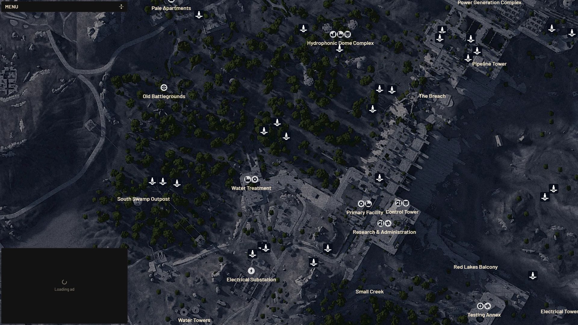Crashed ARC Probe locations in Dam Battlegrounds (Image via arcraidersmaps.app)