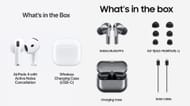 The contexts of Apple AirPods 4 and Samsung Galaxy Buds3 Pro's boxes (Image via Apple | Samsung)