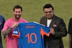Jay Shah gifts Lionel Messi a special jersey and bat during latter's GOAT India Tour in Delhi [Watch]
