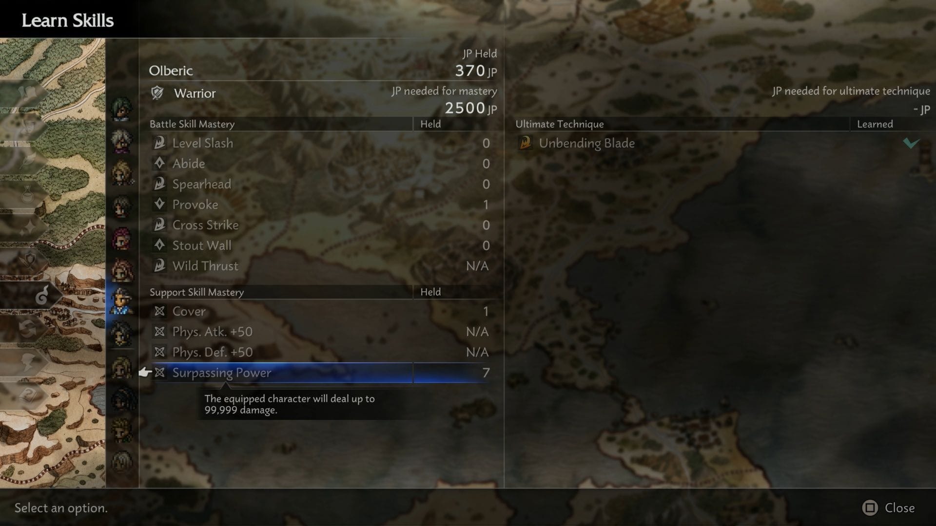 For each level of Surpassing Power you have, another character can equip it (Image via Square Enix)