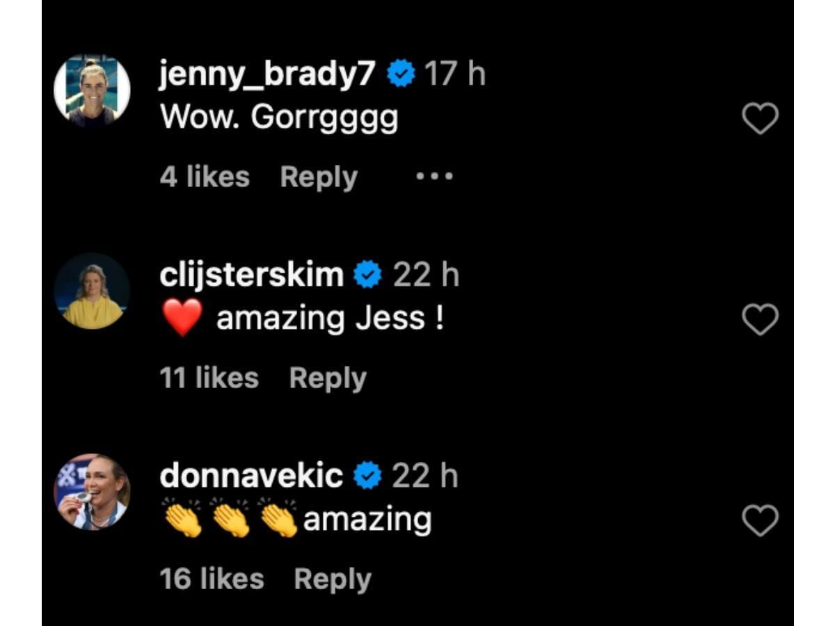 Comments from tennis world on Instagram