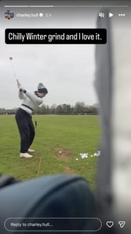 Charley Hull grinds it out in the cold weather (Image via Instagram @charley.hull)