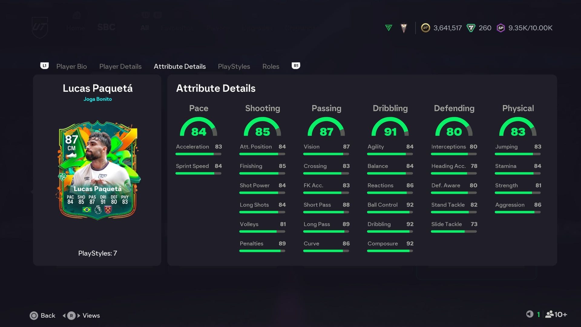 The stats (Image via EA Sports)