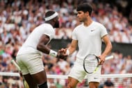 Frances Tiafoe (left) and Carlos Alcaraz (right) at the 2024 Wimbledon Championships (Source: Getty)