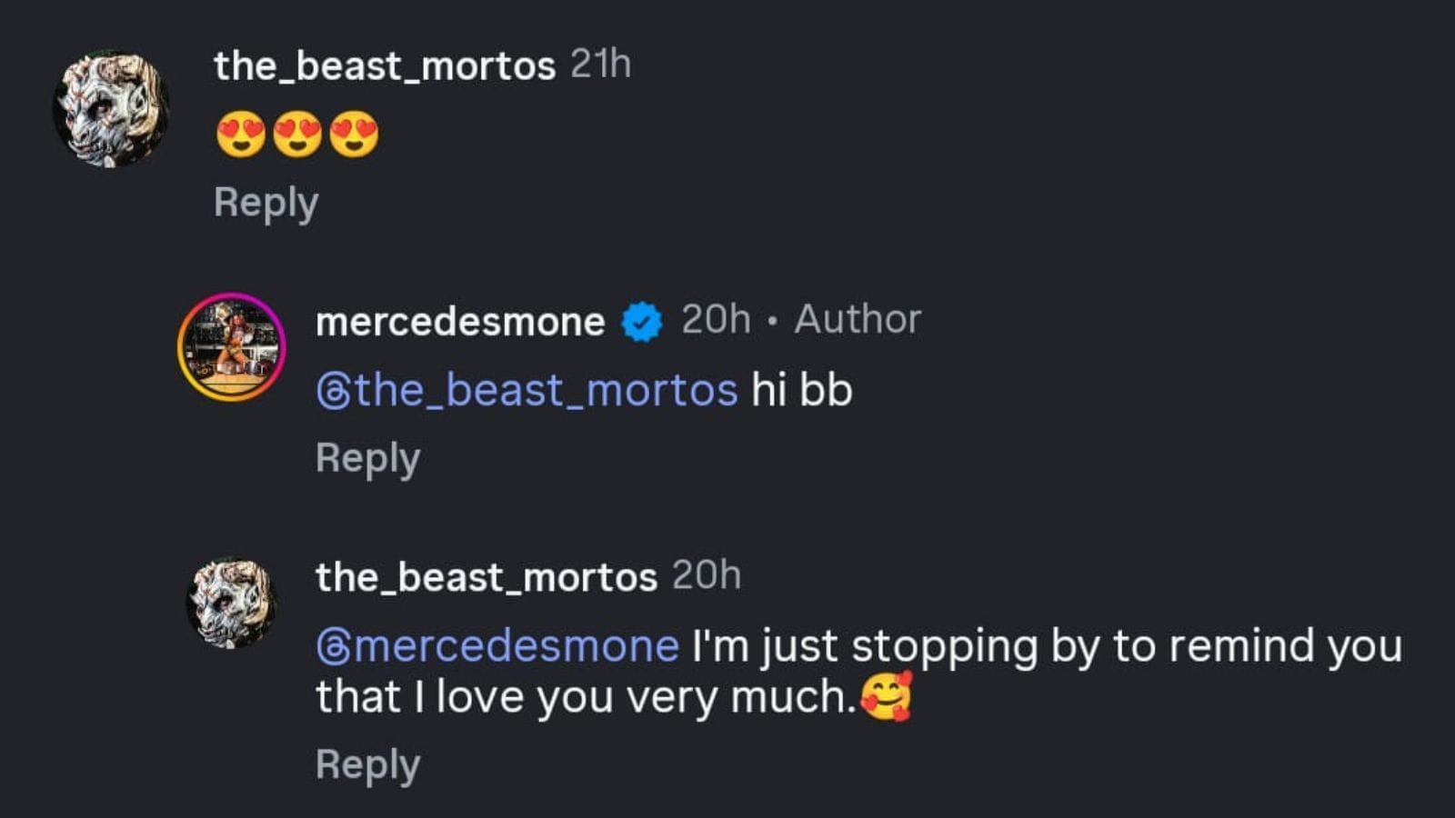 The Beast Mortos&#039; comment [Image via Mone&#039;s Instagram]