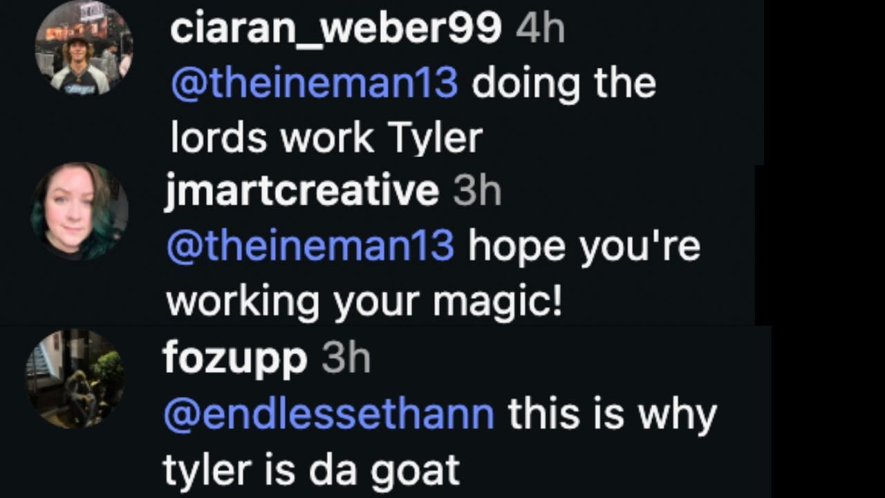 Screenshots of fans' replies to Tyler Heineman's comment (Image from - Instagram.com/@ktuck_30)