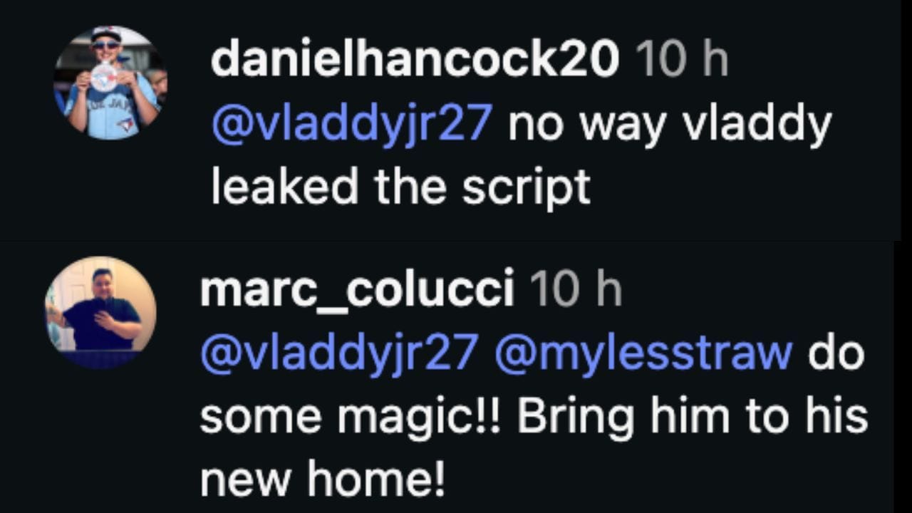 Screenshot of fans&#039; replies to Vladdy&#039;s comment (Image from - Instagram.com/@ktuck_30)