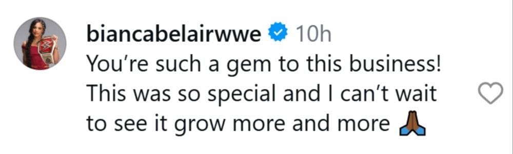 Bianca Belair comments on Bayley&#039;s post. (Photo: @itsmebayley on Instagram)