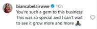 Bianca Belair comments on Bayley's post. (Photo: @itsmebayley on Instagram)