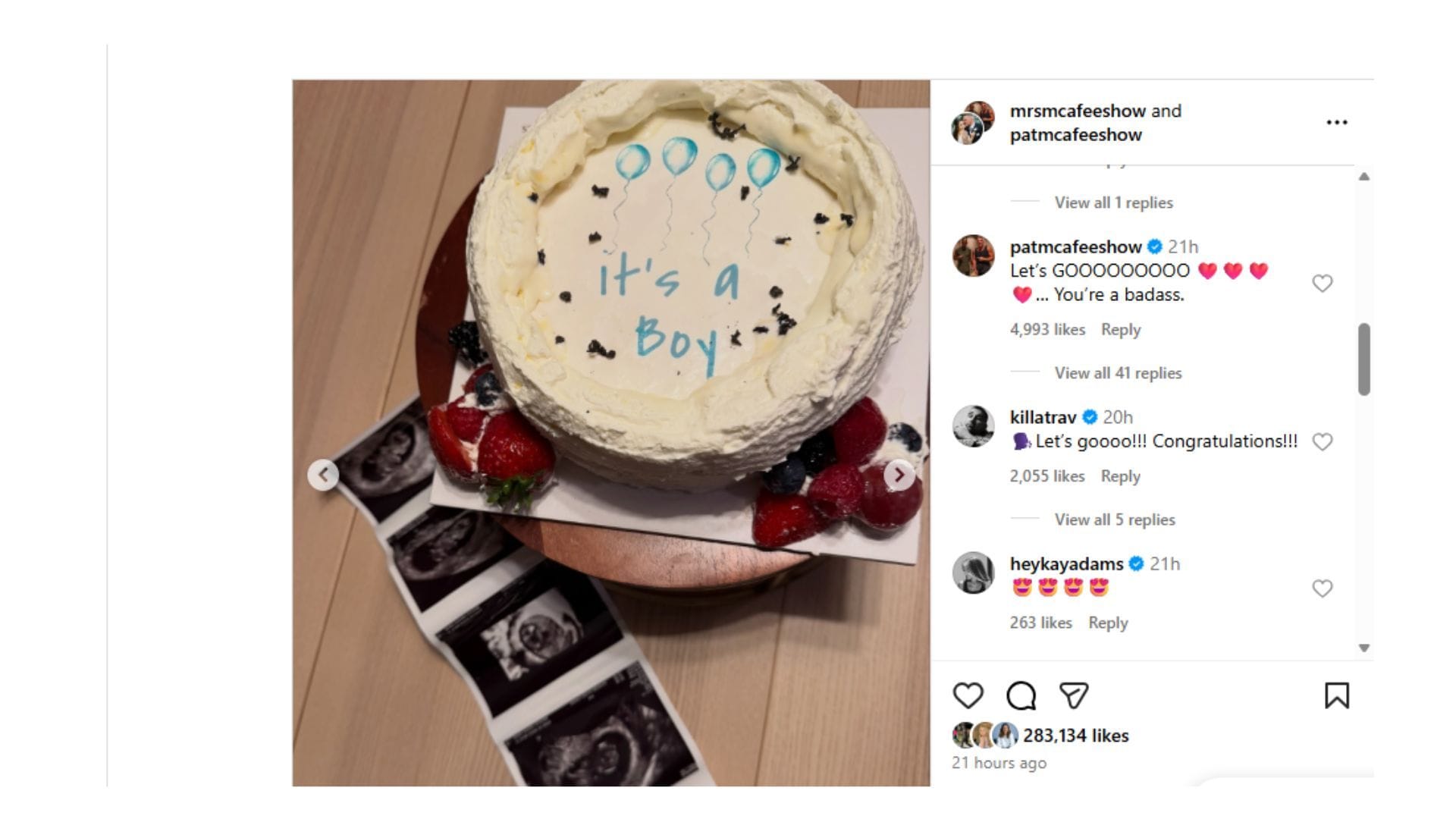 Travis Kelce shared his congratulations to the couple. (Credit: @mrsmcafeeshow)