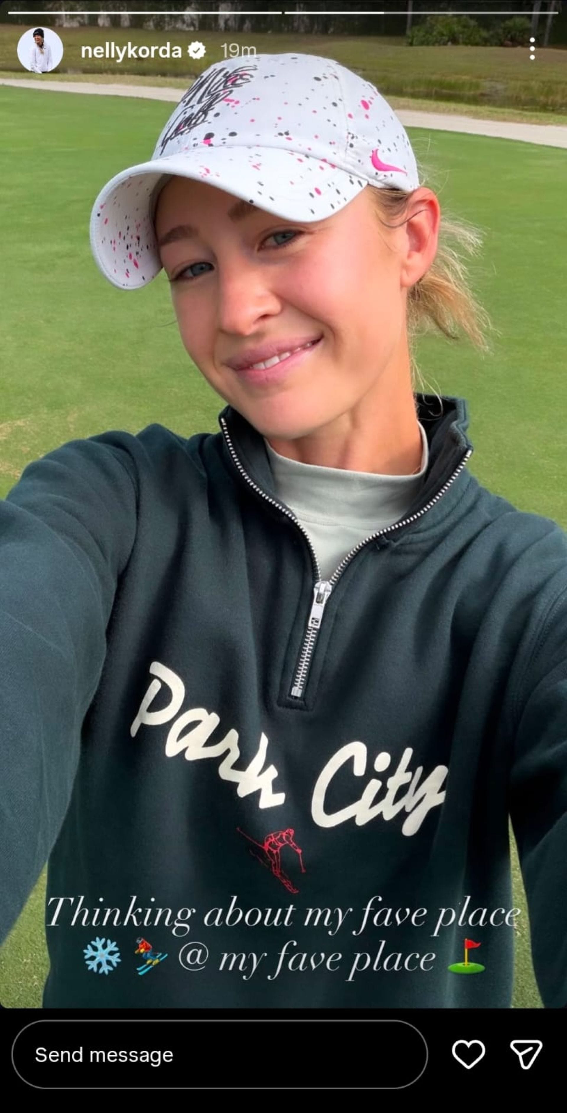 A still from Nelly Korda&#039;s Instagram story (via @nellykorda)