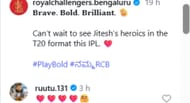 Odpověď Ruturaje Gaikwada na příspěvek RCB. (Obrázkové kredity: @royalchallengers.bengaluru na Instagramu)