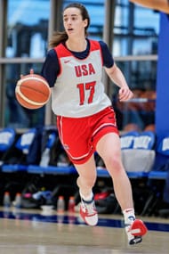 Caitlin Clark #17 practices during the United States Women's Basketball Team training - Source: Getty