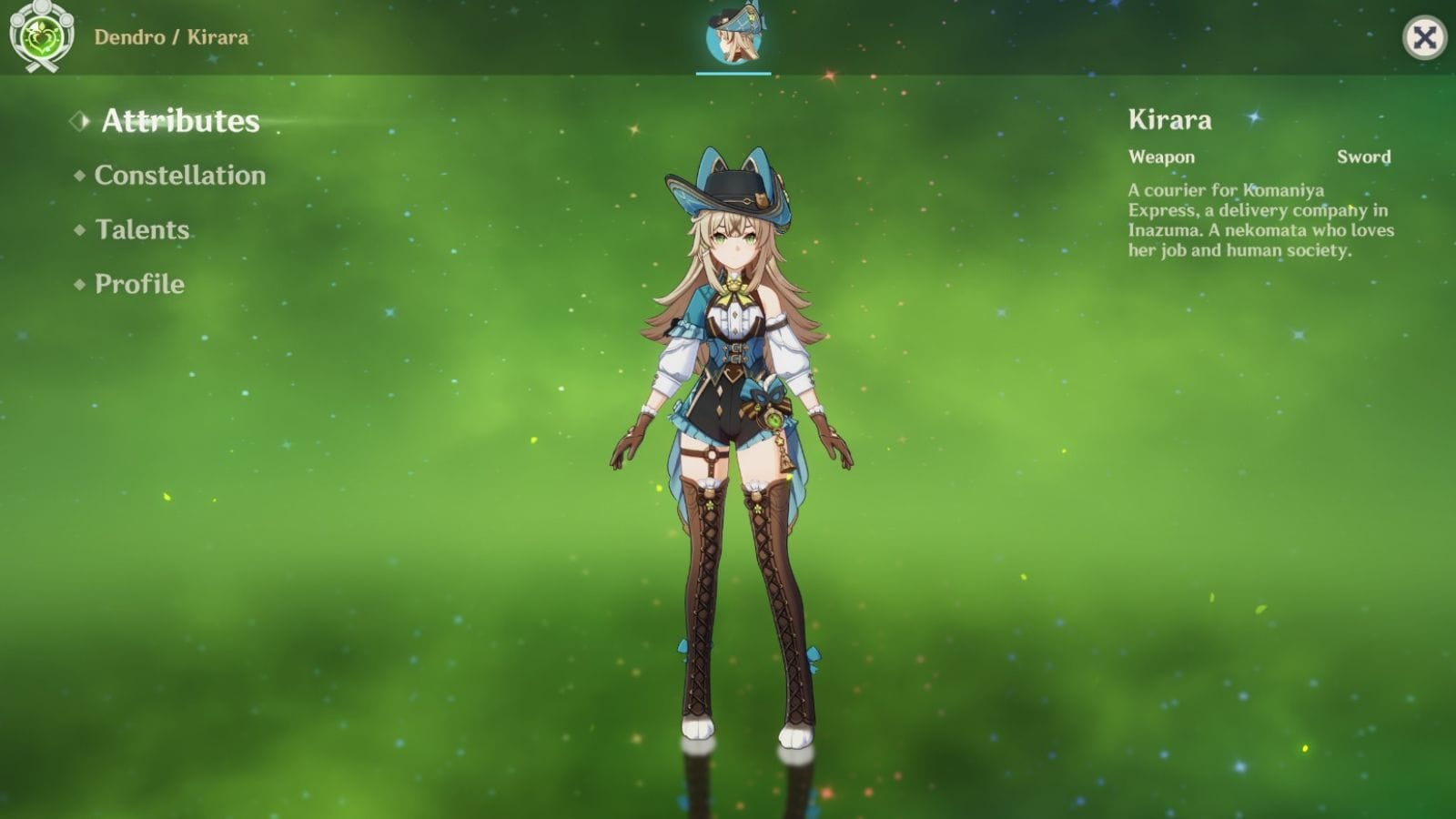 Kirara&#039;s skin in-game (Image via HoYoverse)