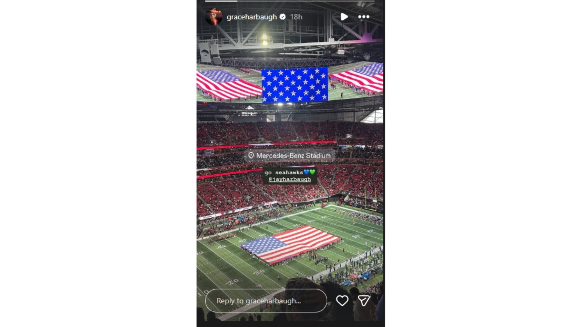 Grace Harbaugh showed support for her brother, Jay. (Credit: @graceharbaugh)