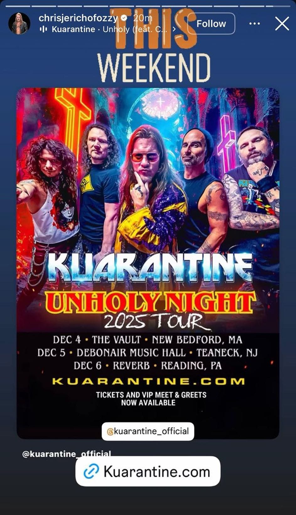 Screengrab of Chris Jericho&#039;s Instagram Story (Image credit: Jericho&#039;s Instagram account)