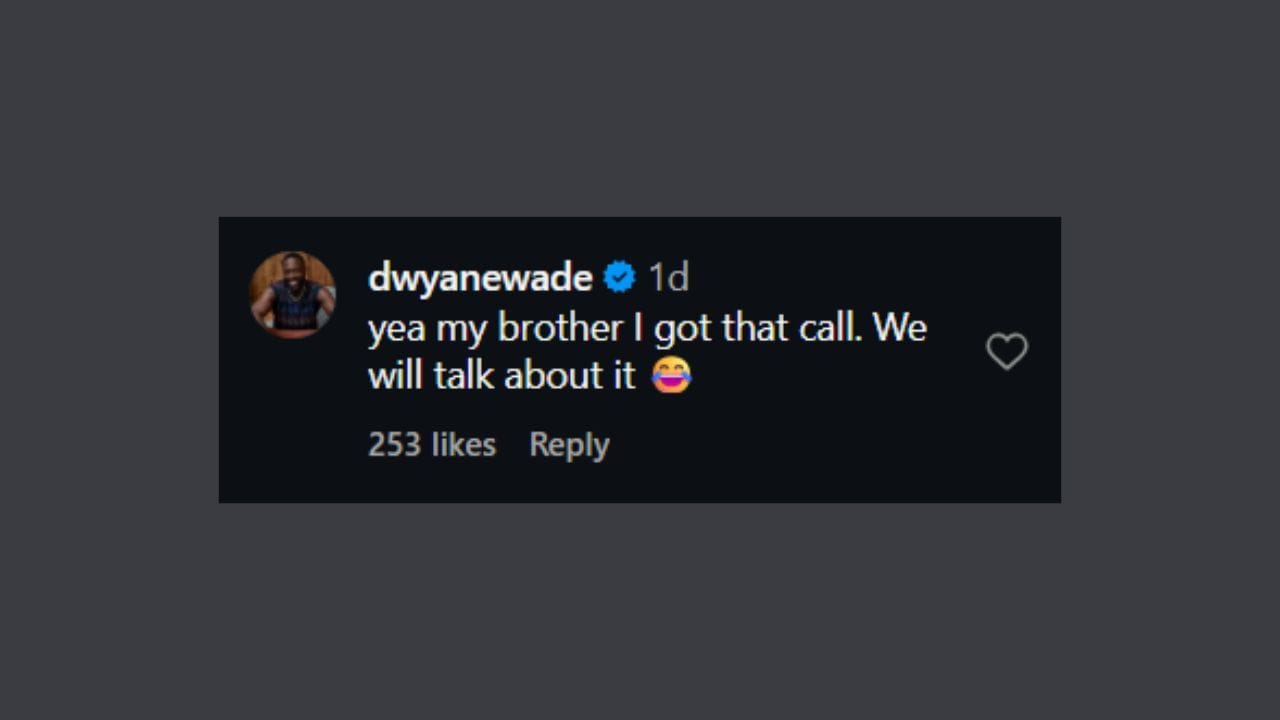 Dwyane Wade answers Udonis Haslem's question in an Instagram comment. (Credits: @nbaonprime/IG)