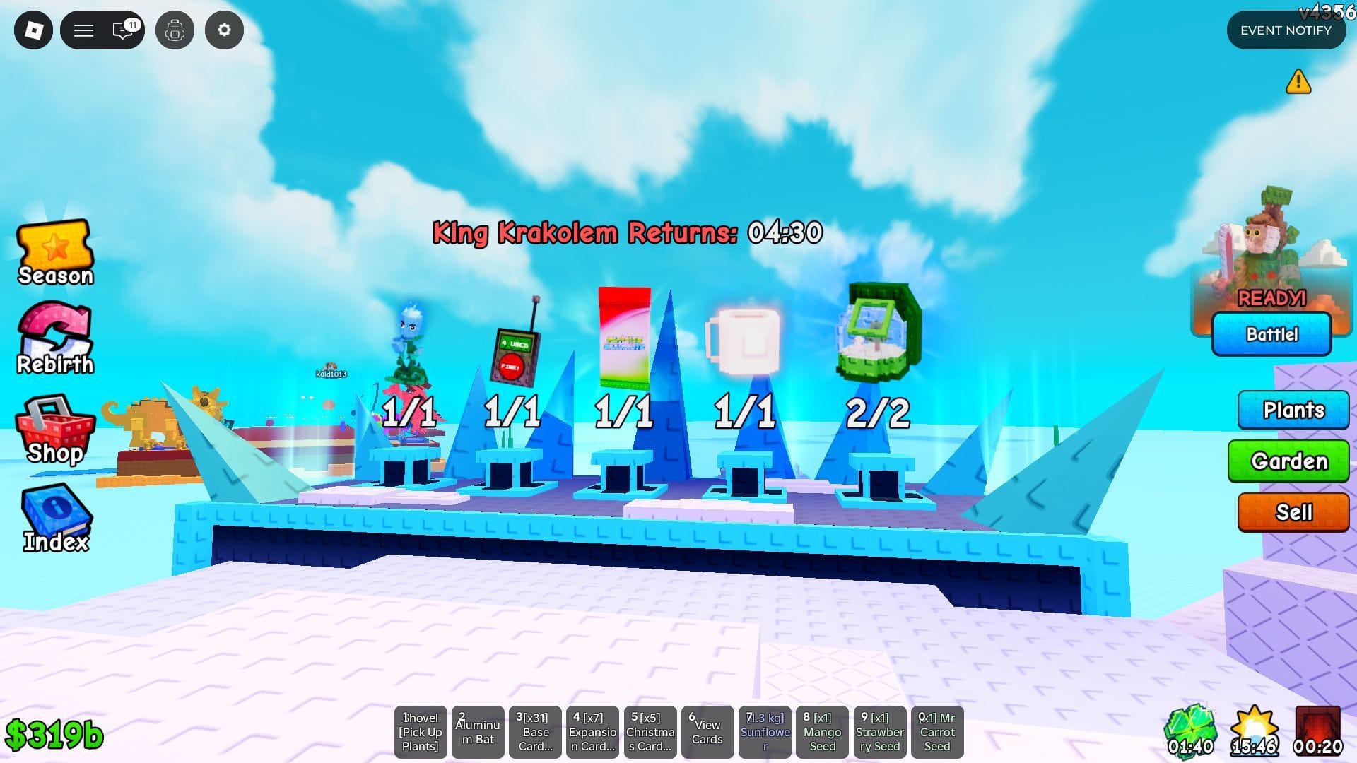 Fire the cannon to deplete the Ice Boss' HP (Image via Roblox)