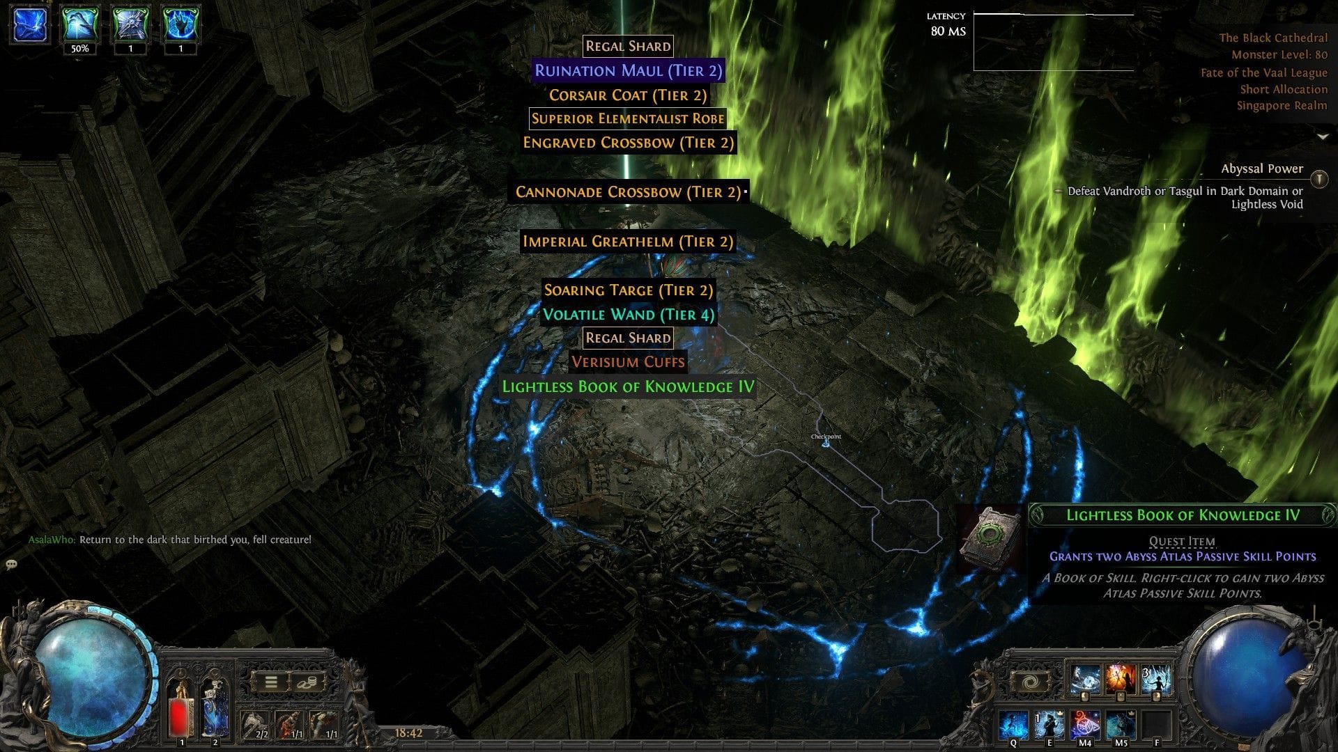 Find Lightless books to advance the Abyssal Atlas Tree in Path of Exile 2 (Image via GGG)