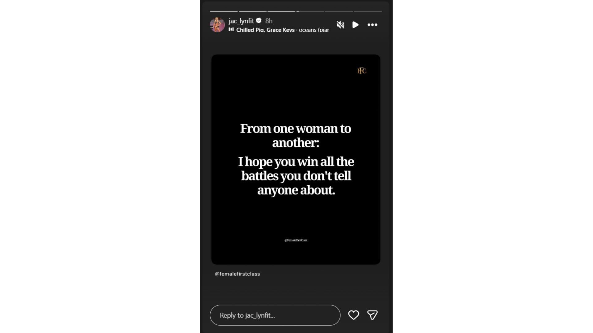 Jaclyn Cordeiro&#039;s Instagram Story (Source: Instagram @jac_lynfit)