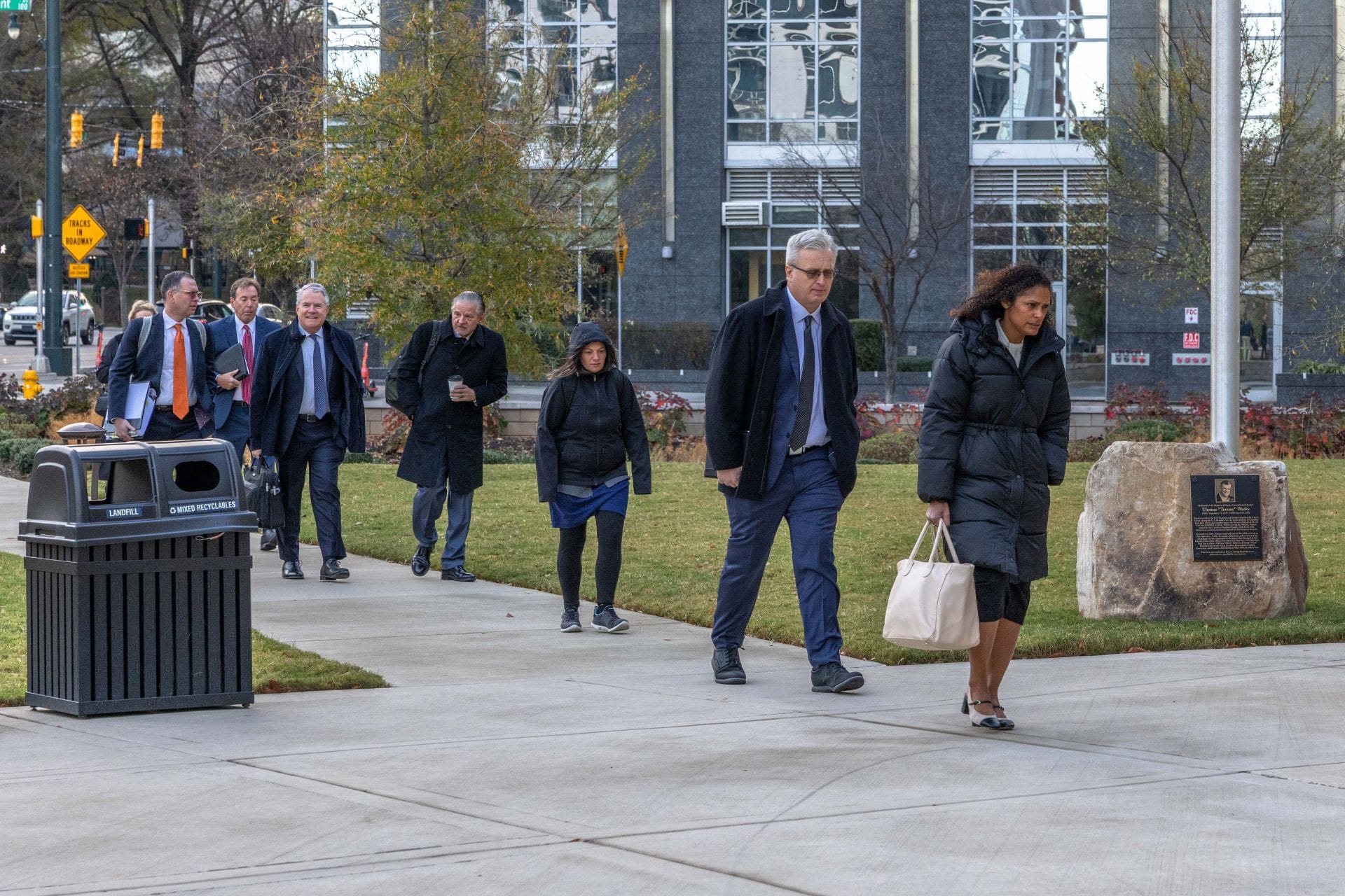 NASCAR&#039;s defense team arrives for trial, including Scott Prime (not in picture). Source: Getty