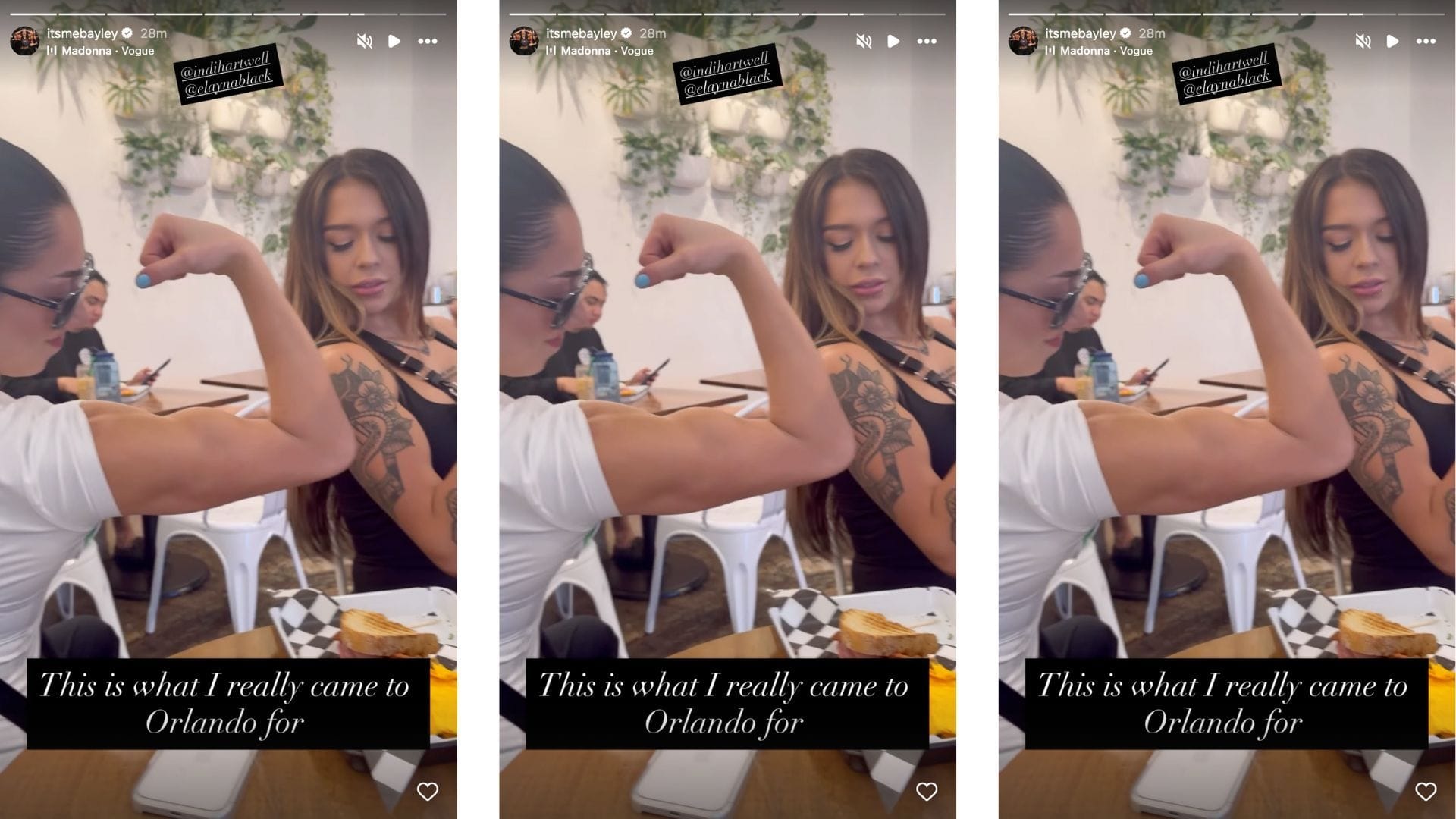 The veteran reunited with Jade and Hartwell today. [Image credit: Bayley on Instagram]