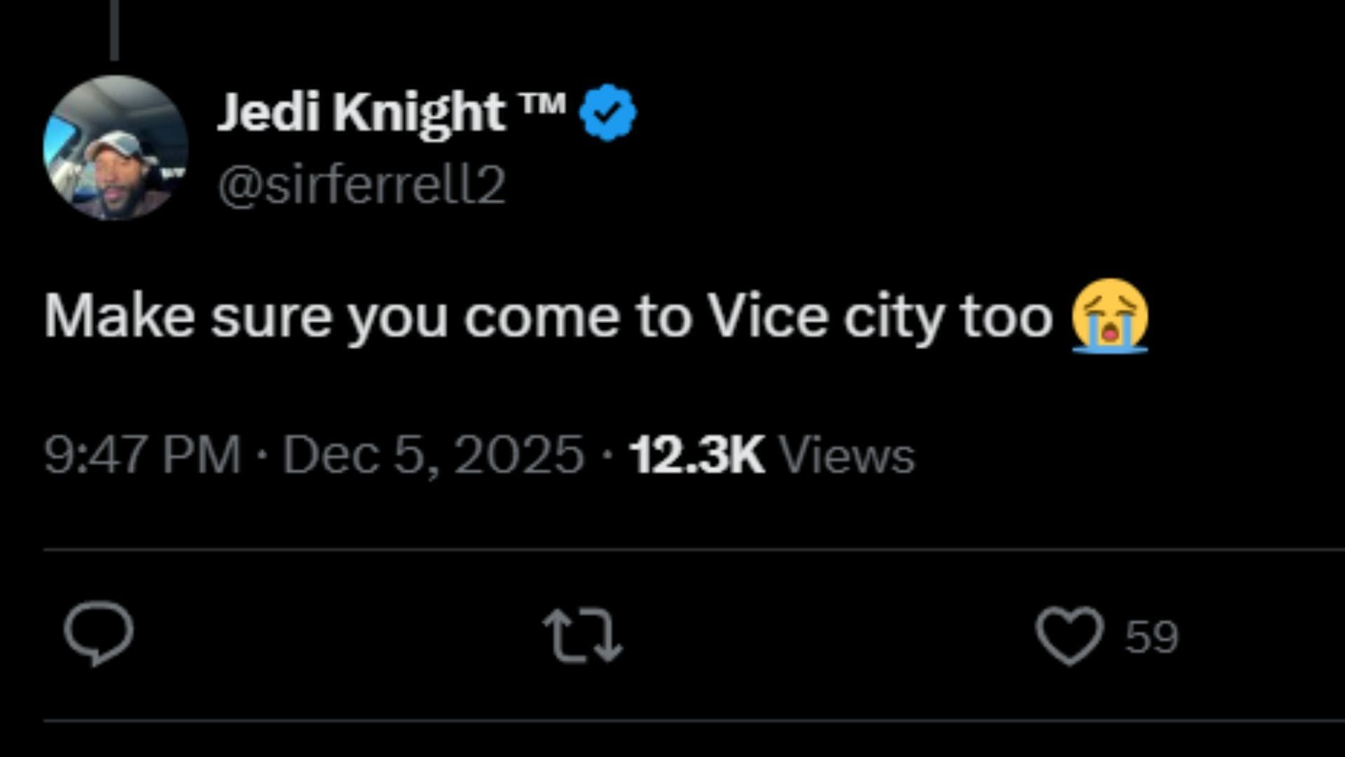 A fan urging Ned Luke to play as Michael in GTA 6 as well (Image via X/@sirferrell2)