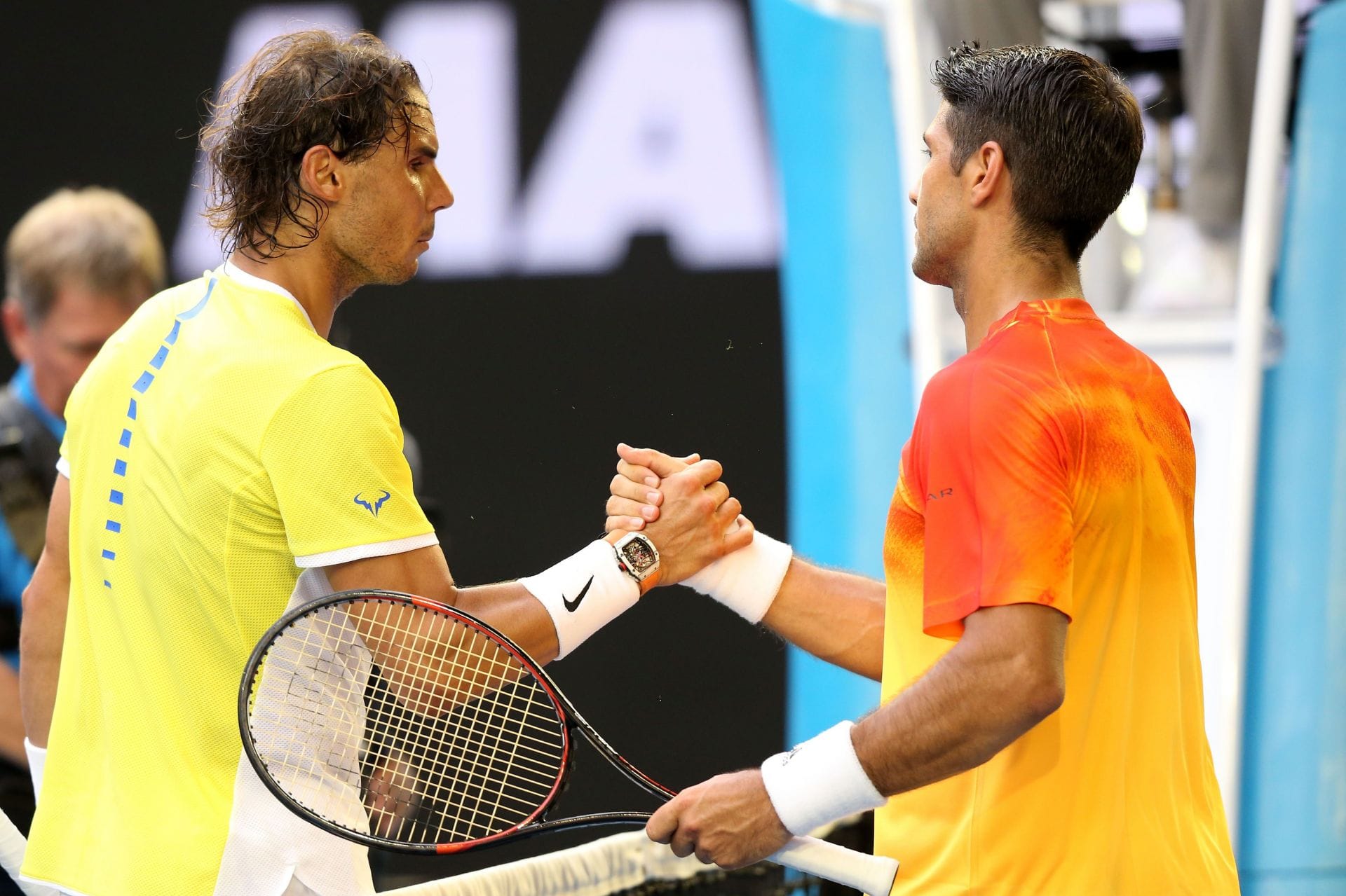 Rafael Nadal and Fernando Verdasco at the Australian Open 2016. (Photo: Getty)