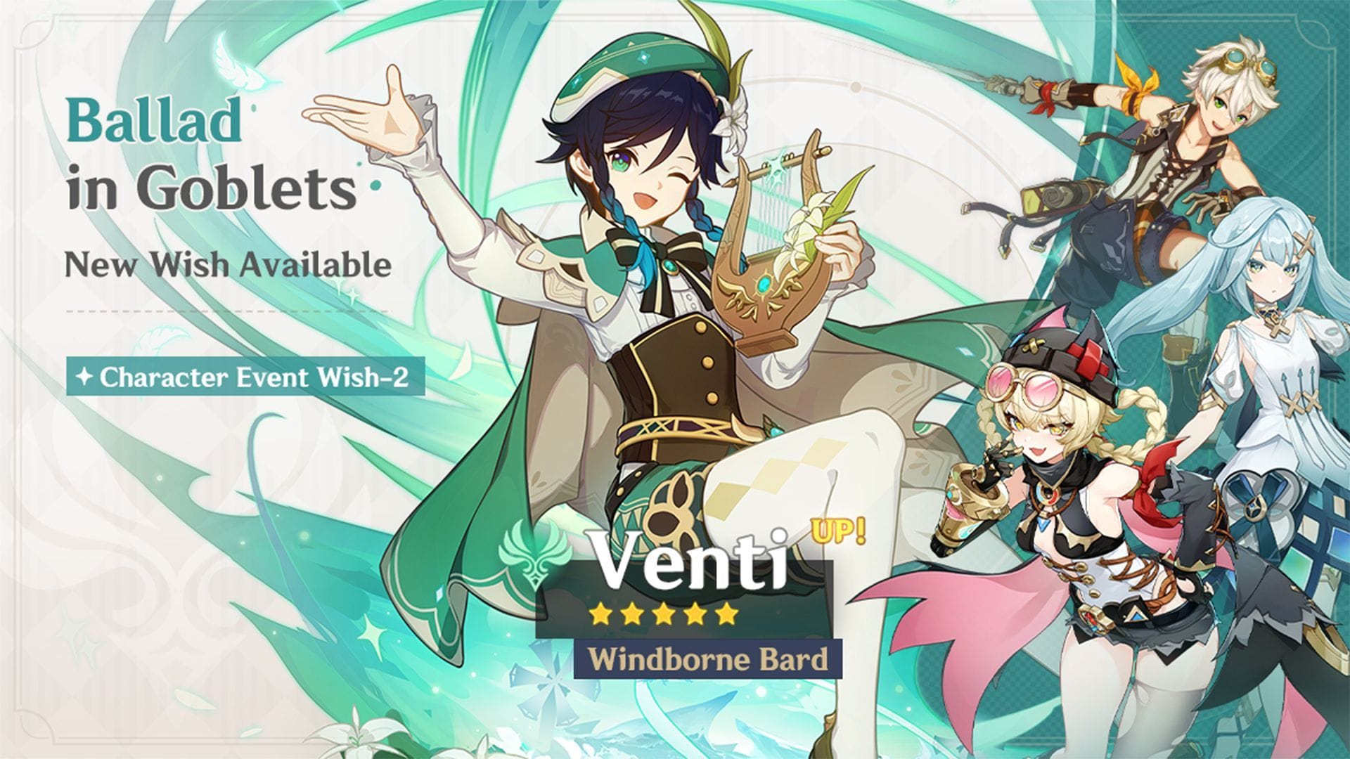 Venti&#039;s banner and 4-star characters (Image via HoYoverse)