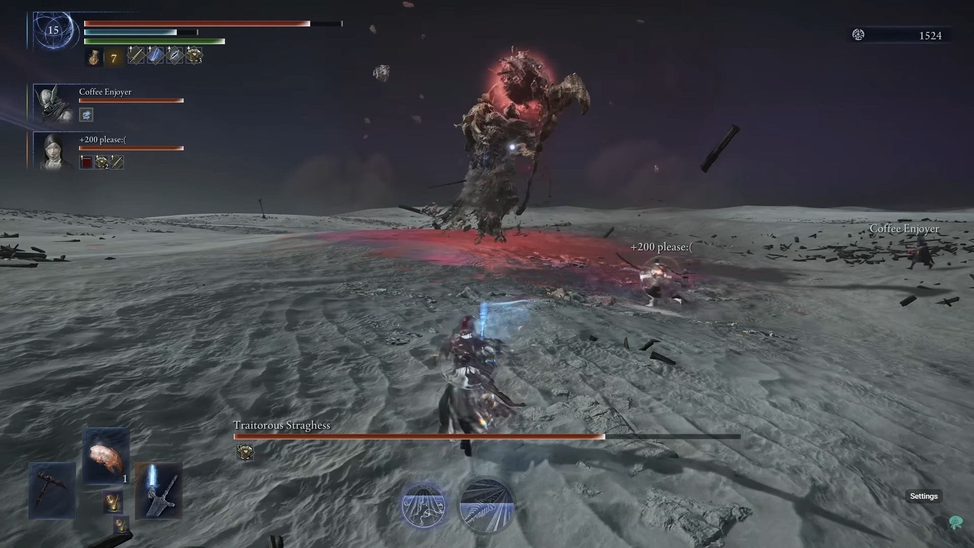 Traitorous Straghess&#039;s flesh sphere (Image via FromSoftware || YouTube/ExoGhost)