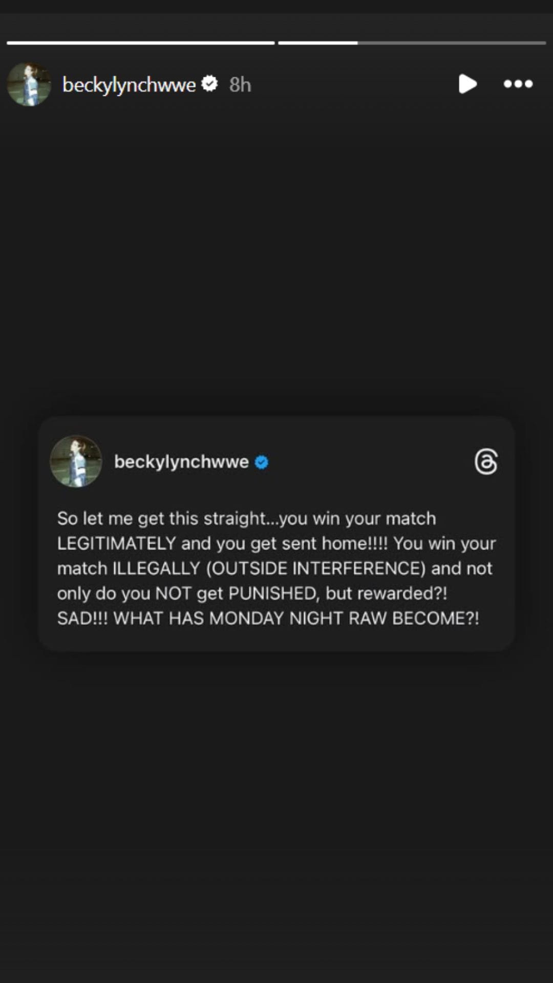 WWE Star Kicked From RAW; Becky Lynch shows her support 1 Becky Lynch talks about Adam Pearce (Photo: Lynch's IG Story)