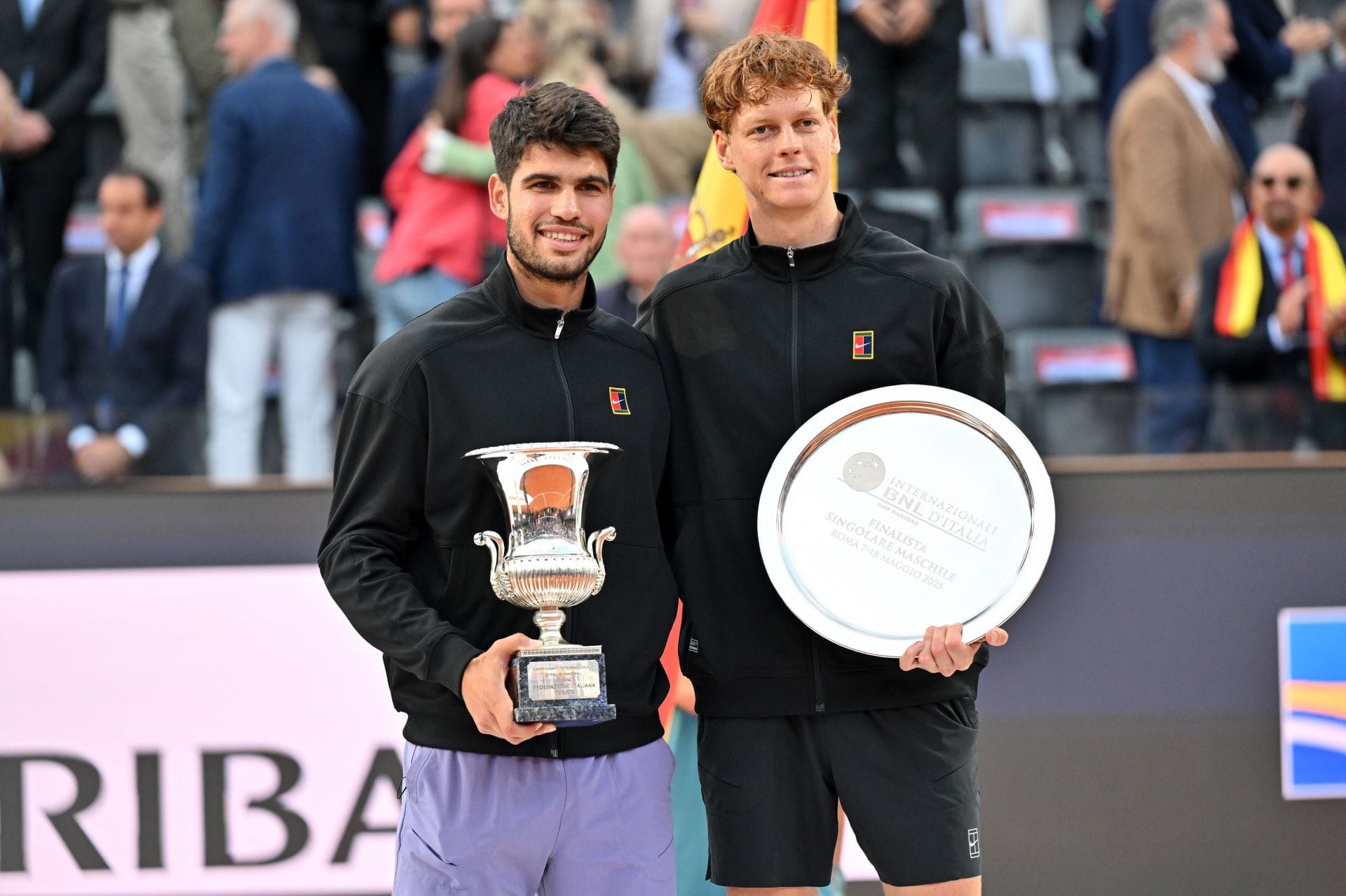 Carlos Alcaraz and Jannik Sinner at the Italian Open 2025. (Photo: Getty)
