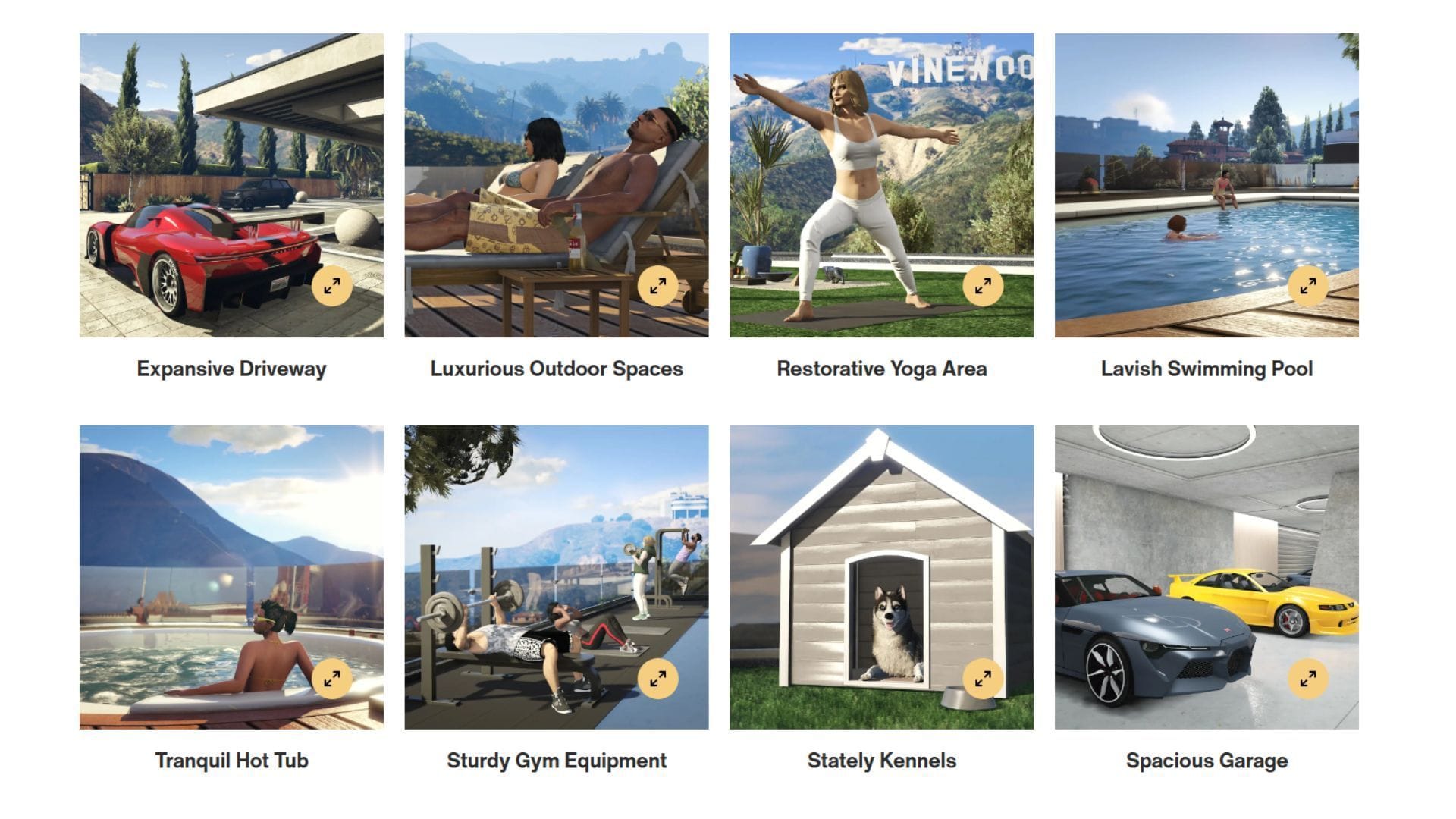 The external features of the purchasable mansions in GTA Online (Image via Rockstar Games)