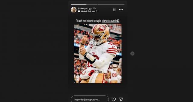 Brock Purdy&rsquo;s wife Jenna requests 49ers QB to teach her viral TD dance celebration from Week 13 game vs. Browns/@jennapurdyy