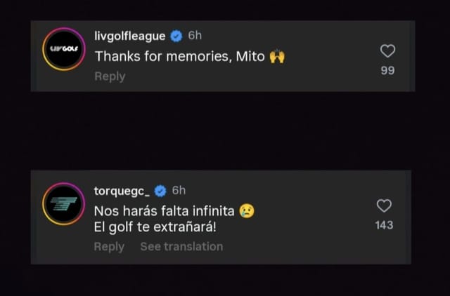 Screenshot of comments on Mito Pereira's post on Instagram (via @mito_pereira)