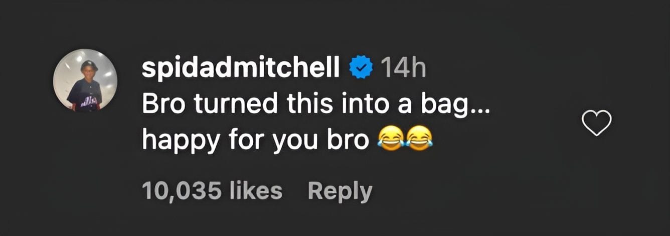 Komentář Donovana Mitchella na IG