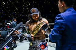 "The champ is here" - Physical: Asia star Eddie Jo Williams hands Enkh-Orgil Baatarkhuu the ONE Championship belt