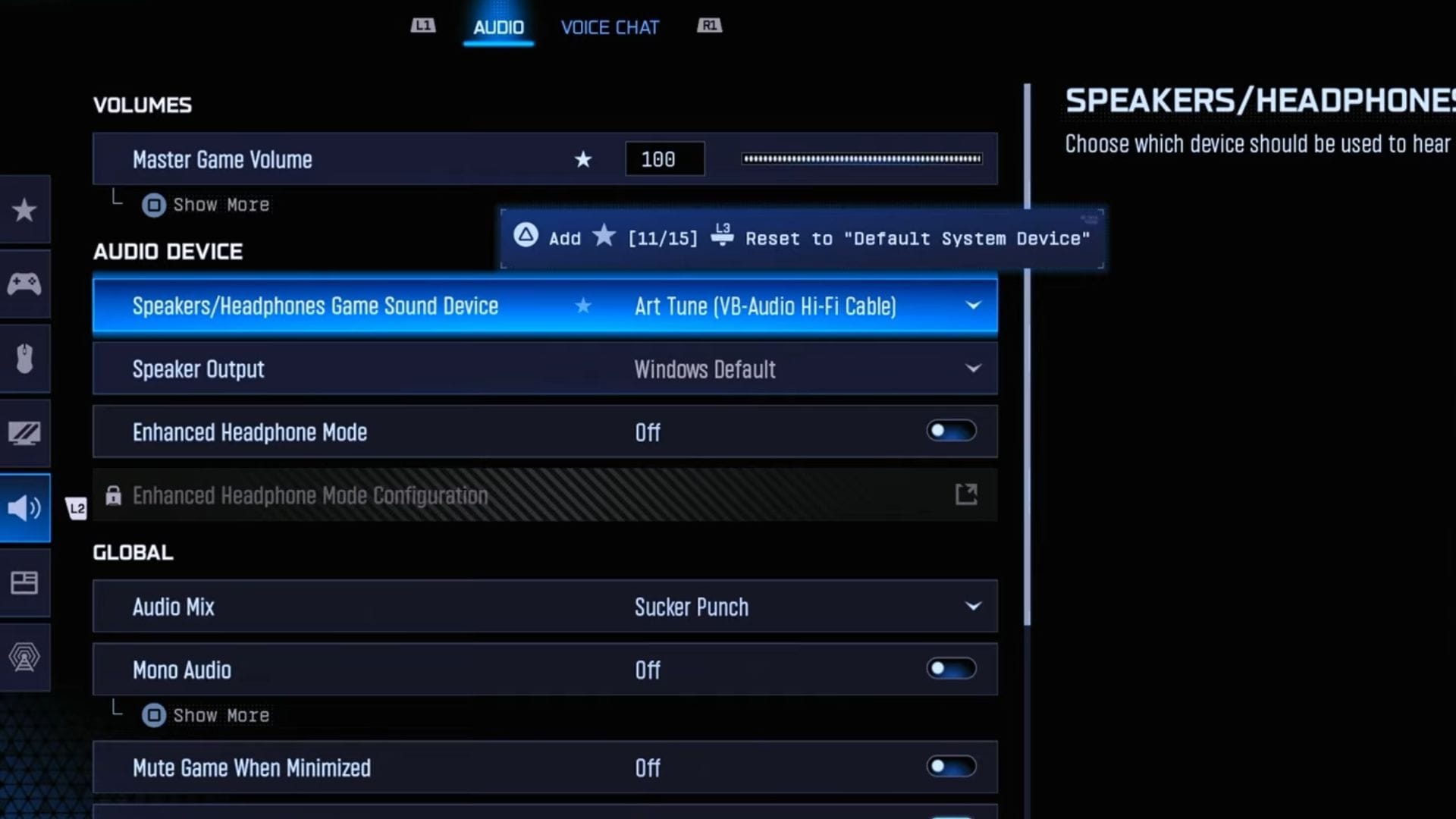Best options to use in Warzone Audio tab (Image via Activision)