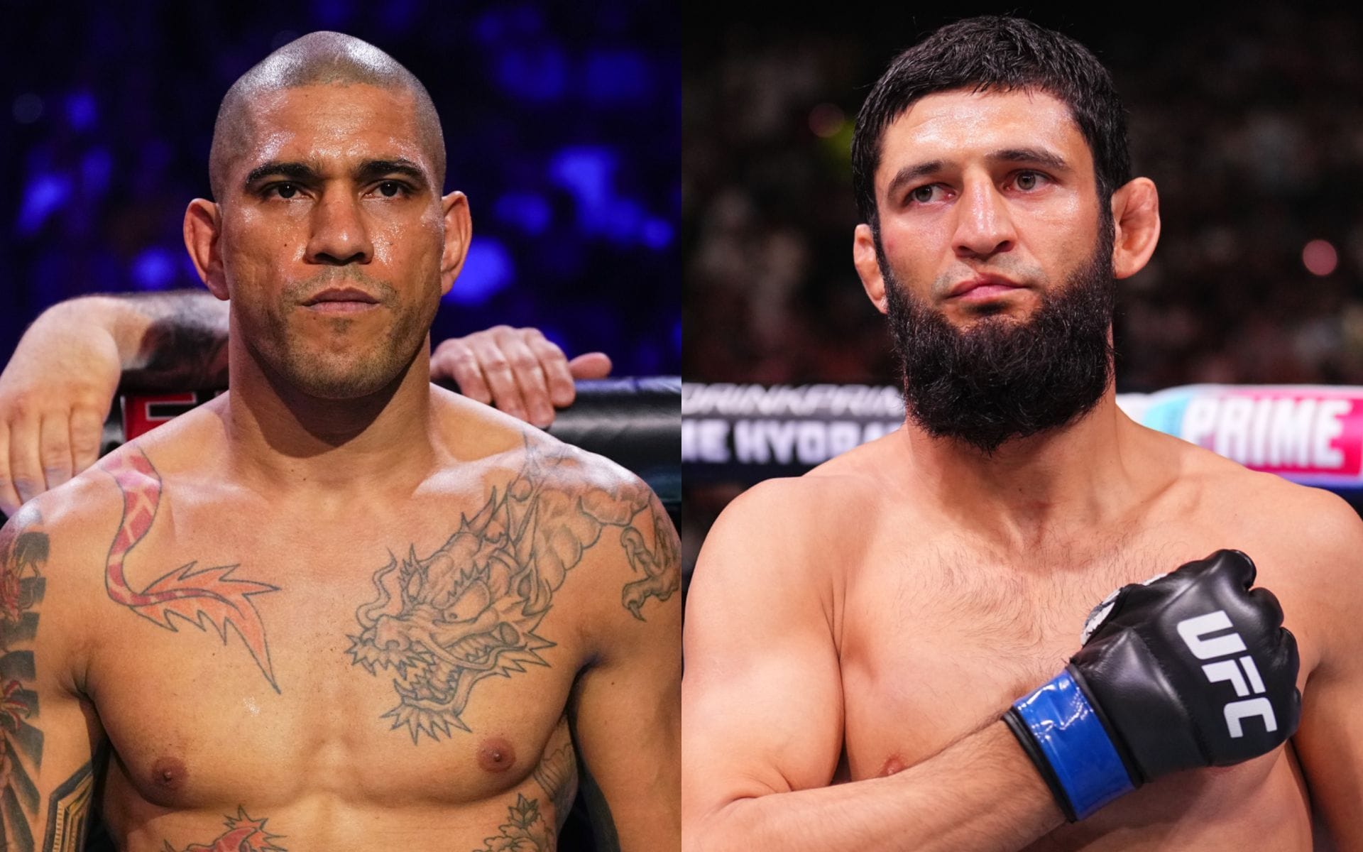 Khamzat Chimaev (right) goes off on Alex Pereira (left). [Images courtesy: Getty Images]